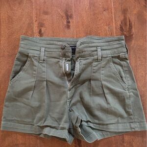 Olive green pleated Veronica beard shorts